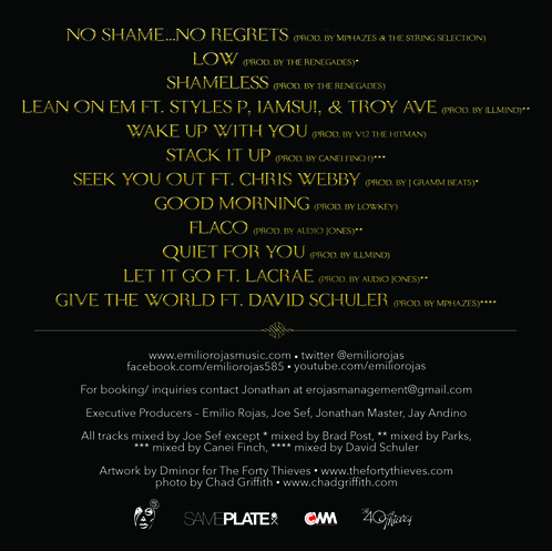 No Shame No Regrets (Back)