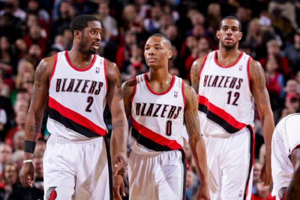 Wesley Matthews, Damian Lillard, and LaMarcus Aldridge