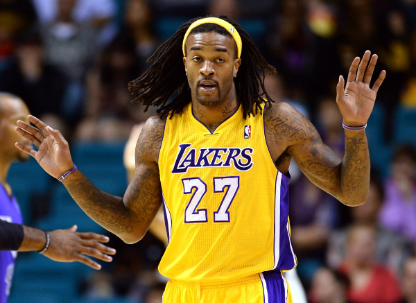 Jordan Hill #27 of the Los Angeles Lakers