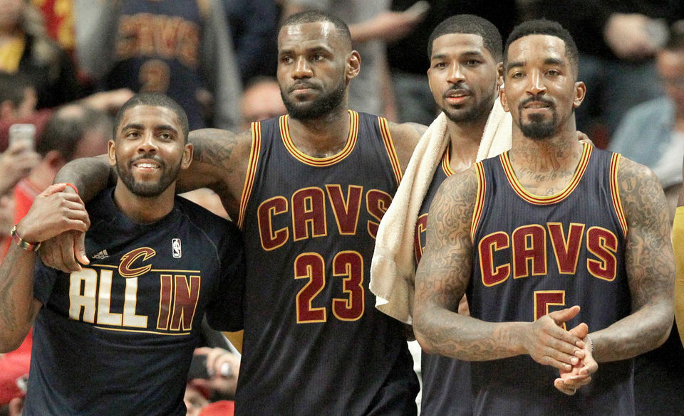 Kyrie Irving, LeBron James, Tristan Thompson, J.R. Smith