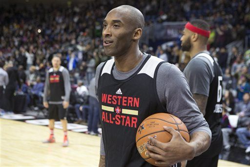 Kobe Bryant looks on during a All-Star Game practice in Toronto on Feb. 13. (Chris Young / Associated Press)
