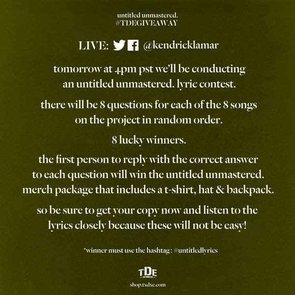 Untitled Unmastered Lyric Contest
