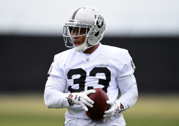 May 13, 2016; Alameda, CA, USA; Oakland Raiders running back DeAndre Washington (33) during rookie minicamp at the Raiders practice facility. Mandatory Credit: Kirby Lee-USA TODAY Sports