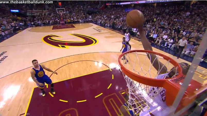 J.R. Smith feeds to Tristan Thompson for a one handed Slam